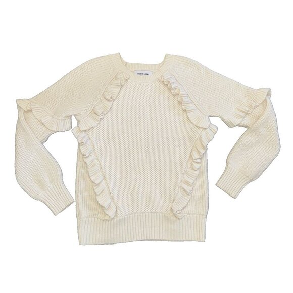 Ruffel Sweater, XS, women's Highline Collective, IVORY, long sleeve, BOHO - Picture 2 of 9